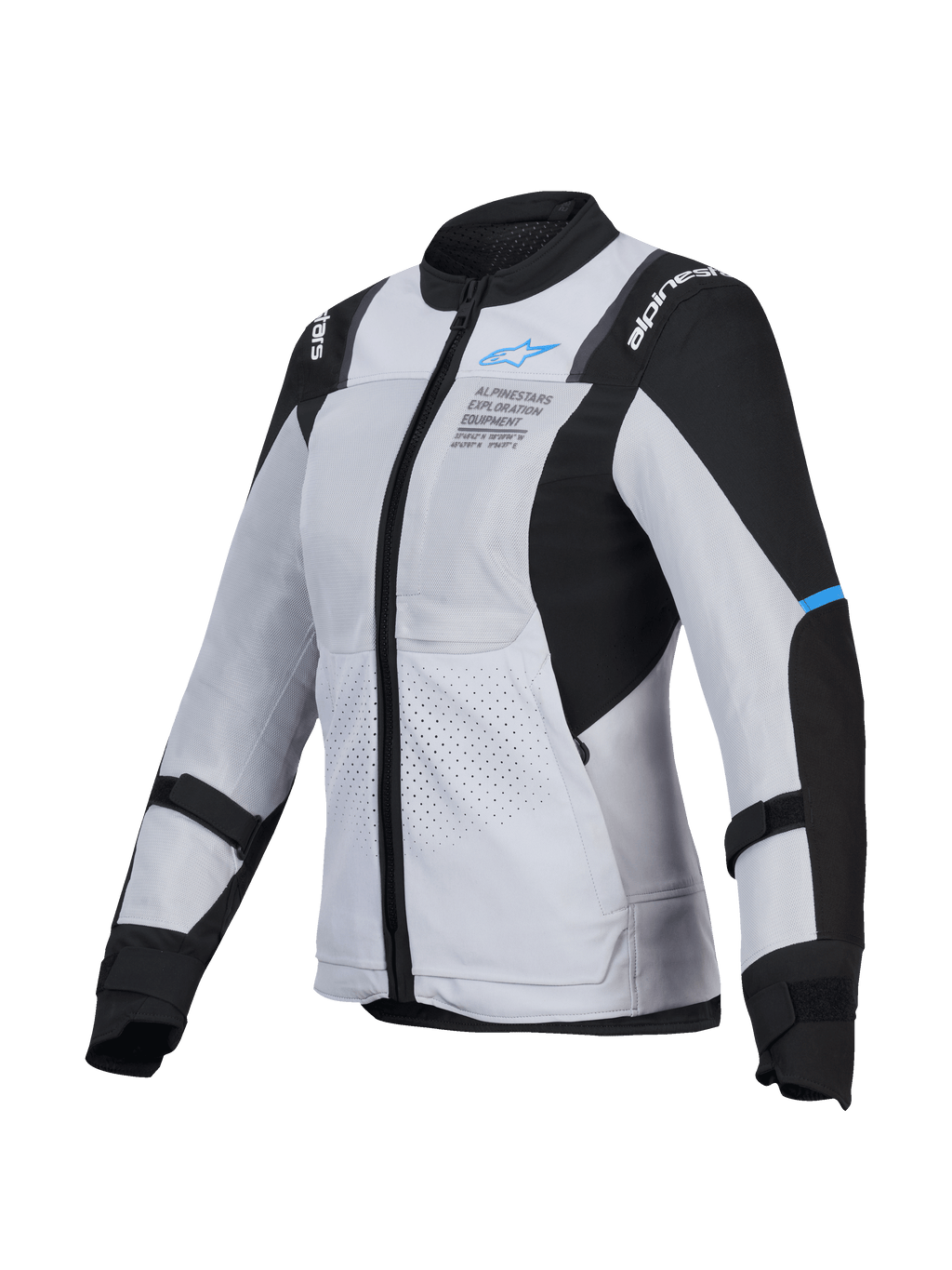 Alpinestars Chaqueta Stella ST-2 Air, chaqueta de moto de verano ventilada para mujer, gris hielo y negra, certificada CE Nivel AA con preparación Tech-Air