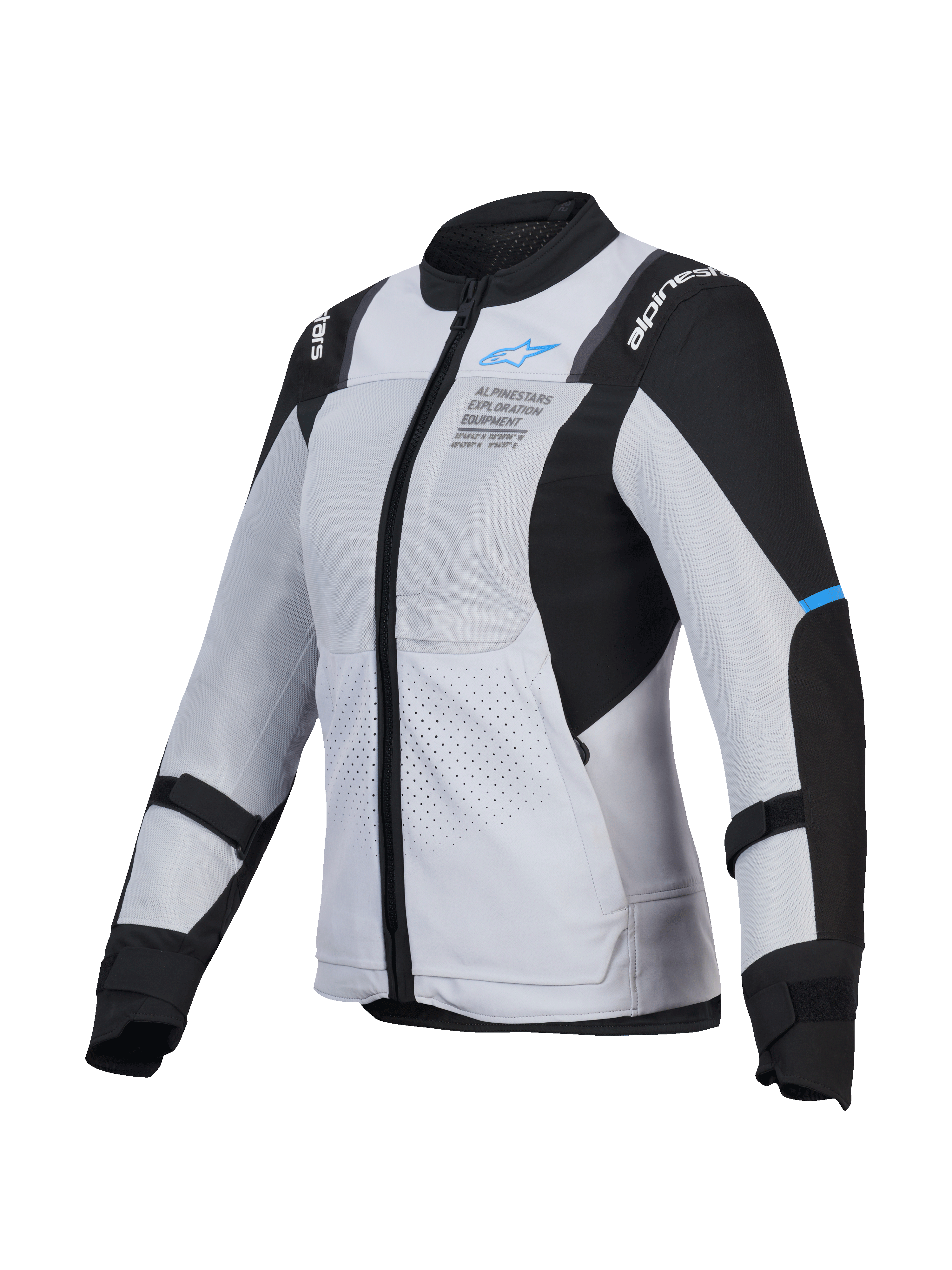Alpinestars Chaqueta Stella ST-2 Air, chaqueta de moto de verano ventilada para mujer, gris hielo y negra, certificada CE Nivel AA con preparación Tech-Air