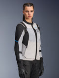 Alpinestars Stella ST-2 Air Jacket, chaqueta de moto para mujer, gris hielo y negro, grandes paneles de malla para ventilación y perforaciones cortadas con láser, marca "Alpinestars Exploration Equipment" en el pecho, equipamiento técnico para conducción en verano