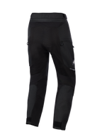 Alpinestars Cusco Drystar® Pants, pantalones de aventura para motocicleta, negros, vista posterior con ventilación de cremallera y paneles elásticos, construcción textil resistente con detalles reflectantes