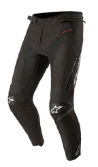 Alpinestars T-SP R Drystar Pants, pantalones de moto sport-touring de textil negro, con rodilleras reforzadas y logos de estrella blancos, marca Drystar roja en la cadera, ventilaciones con cremallera en los muslos y cintura con hebilla ajustable, diseño articulado inspirado en la competición