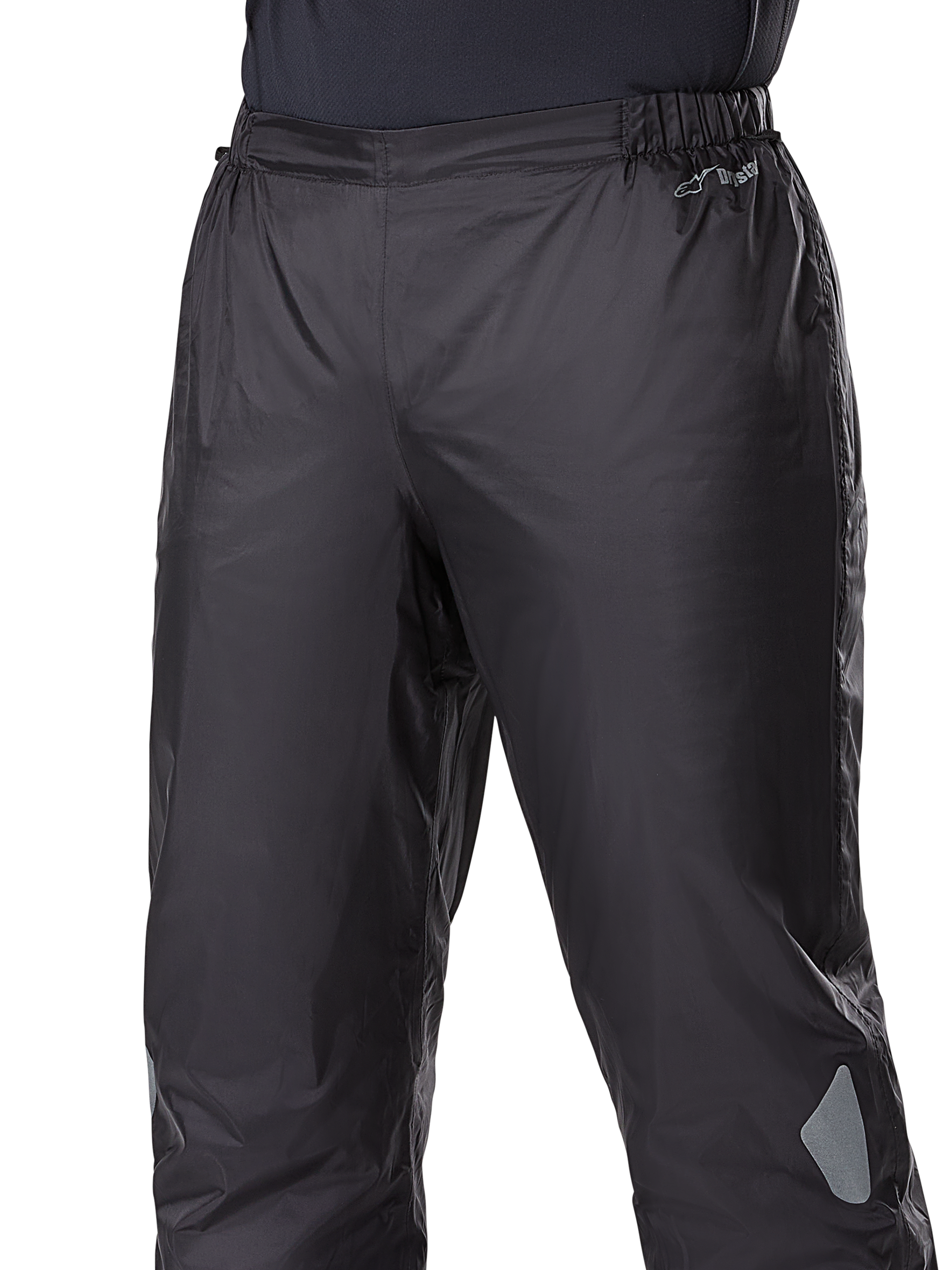 Alpinestars Bogotá Pro Drystar® 3 Seasons Pants, waterproof Drystar® liner, Black, lightweight textile construction with elastic waistband, featuring Drystar branding and reflective details for adventure touring.