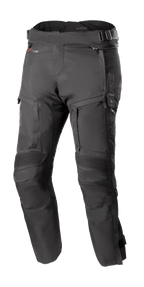 Alpinestars Bogota Pro Drystar 4 Seasons Pants Short, pantalones de moto negros para touring, impermeables y transpirables, paneles de rodilla en acordeón reforzados, correas ajustables en la cintura, ventilación y bolsillos con cremallera, tejido ripstop duradero, protección para todas las estaciones