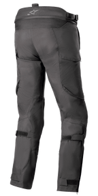 Alpinestars Bogota' Pro Drystar® 4 Seasons Pants - Long, pantalones de moto textiles negros, vista trasera que destaca las correas ajustables en la cintura y las pantorrillas, ajuste ergonómico para conducción de aventura