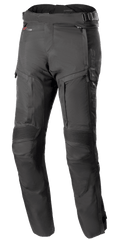 Alpinestars Bogota Pro Drystar 4 Seasons Pants - Long, pantalones negros de moto de aventura y touring, con paneles elásticos acanalados en las rodillas y paneles de ventilación con cremallera en los muslos, correas de ajuste en la cintura con hebillas y construcción de tejido técnico duradero para protección en todo tipo de clima.
