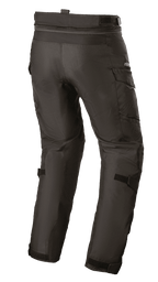 Alpinestars Andes V3 Drystar® Pants, Motorcycle Adventure Touring Pants, Black, Rear View, featuring cargo pockets, adjustable waist and knee straps, and connection zipper for jackets, durable textile construction