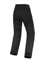 Alpinestars Woman Stella Andes V4 Drystar® Pants, black adventure-touring motorcycle pants, rear view showing reinforced seat and inner leg panels, high-waist design, and adjustable ankle cuffs.