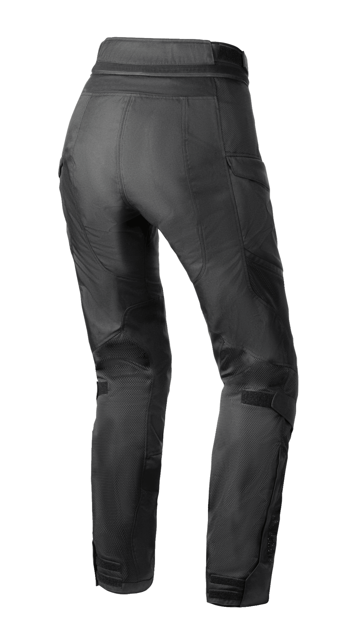 Alpinestars Stella Andes Air Drystar® Pants, pantalones de moto para mujer, negro, vista trasera que muestra la ventilación de malla en las pantorrillas y los muslos, parte inferior de la espalda alargada y cremallera de conexión en la cintura