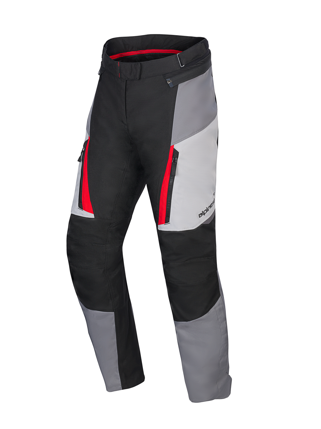Alpinestars Honda Stella ST-1 Waterproof Pants, pantalones de moto de turismo para mujer, gris hielo, gris oscuro y negro con detalles rojos, con bolsillos cargo con cremallera, construcción textil ergonómica y cintura ajustable