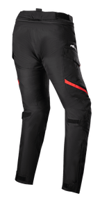 Alpinestars Women Stella Honda Andes V3 Drystar® Pants, Motorcycle Touring Pants, Black and Bright Red, rear view featuring cargo pockets, adjustable waist and knee straps, and durable textile construction for all-weather riding