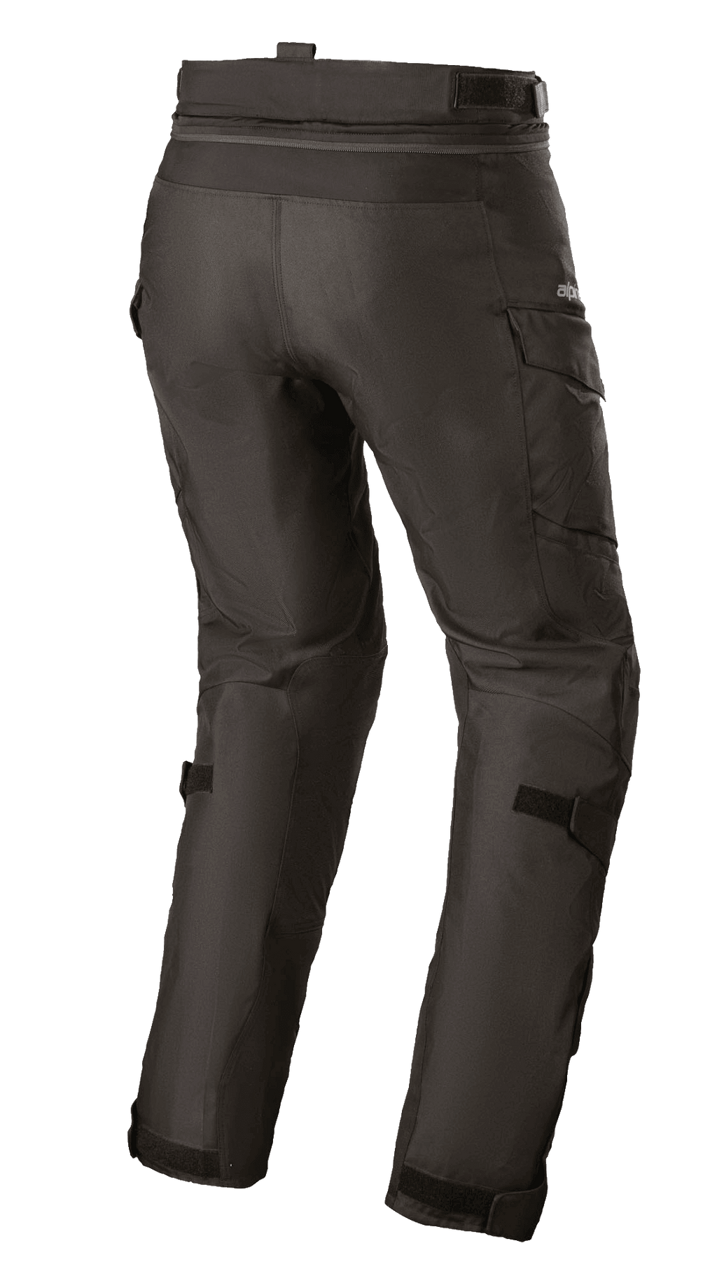 Alpinestars Stella Andes V3 Drystar® Pants para mujer, pantalones de motociclismo para adventure touring, negros, vista trasera con bolsillos cargo y correas ajustables en las pantorrillas, construcción textil duradera con tecnología impermeable Drystar®