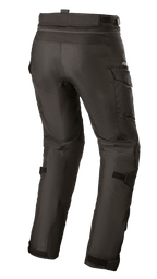 Alpinestars Stella Andes V3 Drystar® Pants para mujer, pantalones de motociclismo para adventure touring, negros, vista trasera con bolsillos cargo y correas ajustables en las pantorrillas, construcción textil duradera con tecnología impermeable Drystar®