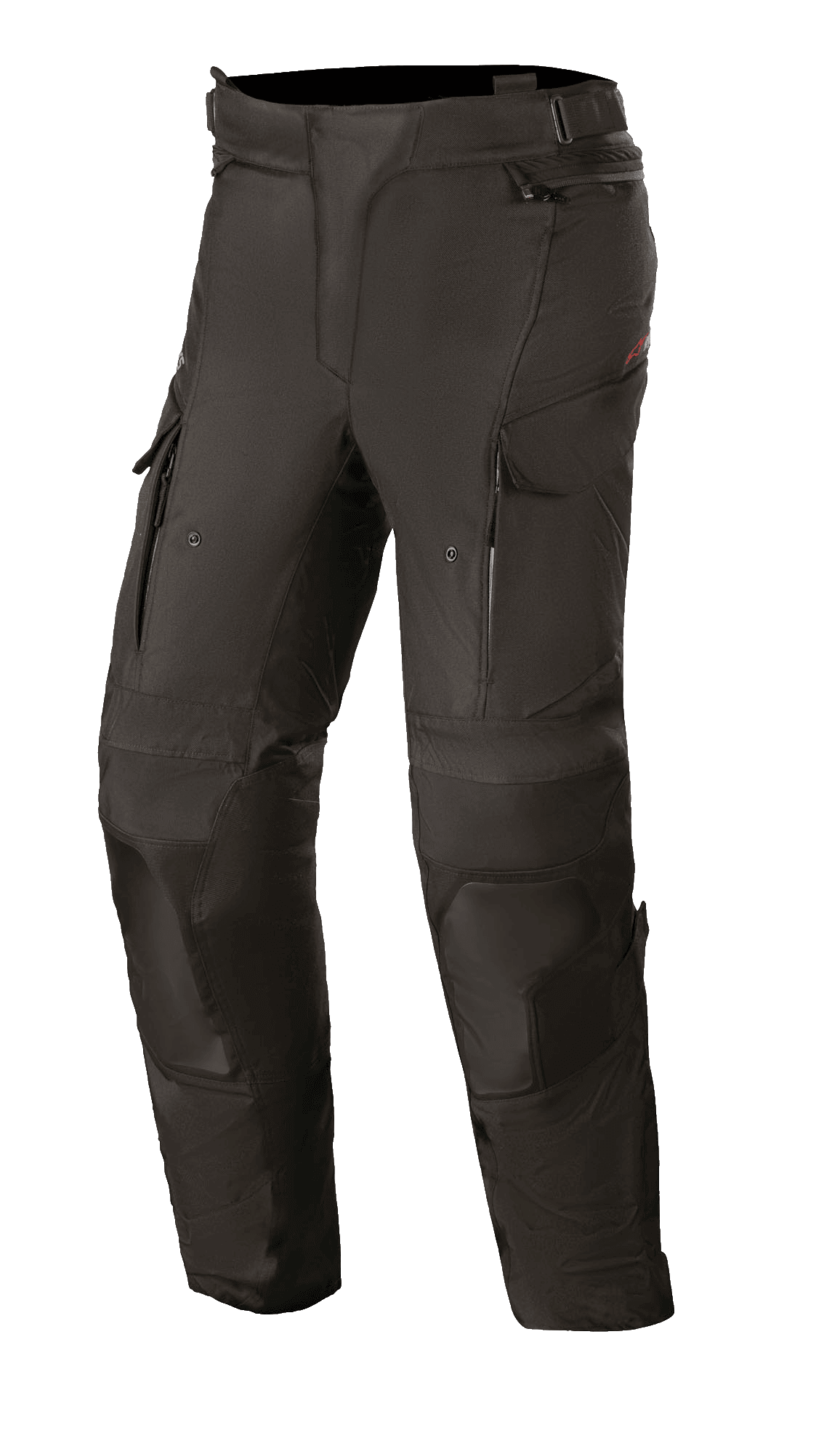 Alpinestars Stella Andes V3 Drystar para mujer, pantalones de moto touring negros, construcción textil impermeable y transpirable, paneles reforzados en rodillas y muslos, ventilaciones con cremallera en los muslos, bolsillos cargo y cintura ajustable para conducción de aventura