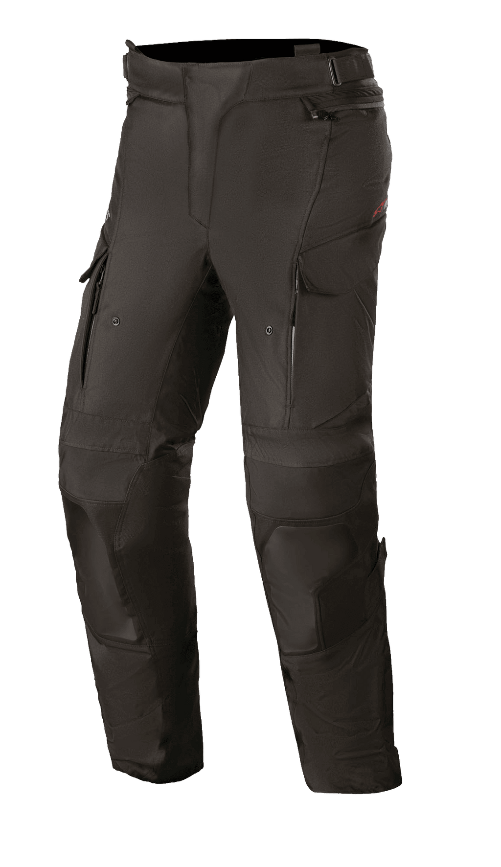 Alpinestars Stella Andes V3 Drystar para mujer, pantalones de moto touring negros, construcción textil impermeable y transpirable, paneles reforzados en rodillas y muslos, ventilaciones con cremallera en los muslos, bolsillos cargo y cintura ajustable para conducción de aventura