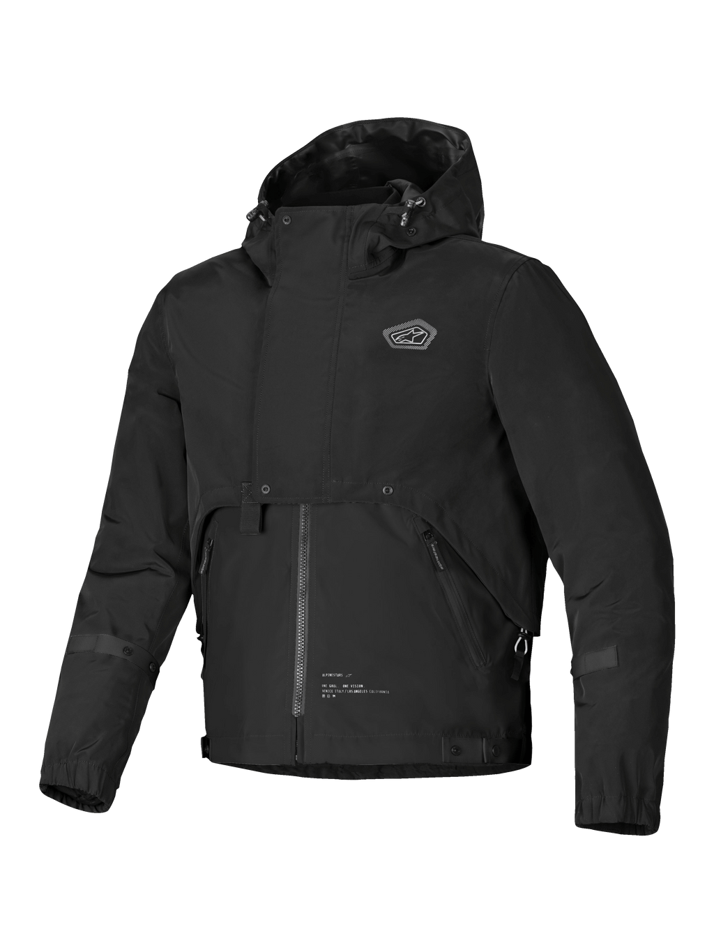 Alpinestars Parka Impermeable Mootant, chaqueta de moto urbana para hombre en color negro con capucha integrada y diseño modular, certificada CE