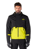 Alpinestars Mootant Waterproof Parka, chaqueta de motociclismo Touring, color Lime Punch y negro, diseño bicolor con capucha, parte inferior en amarillo brillante y parte superior negra, correas amarillas en las mangas, logotipo en el pecho, estilo técnico modular