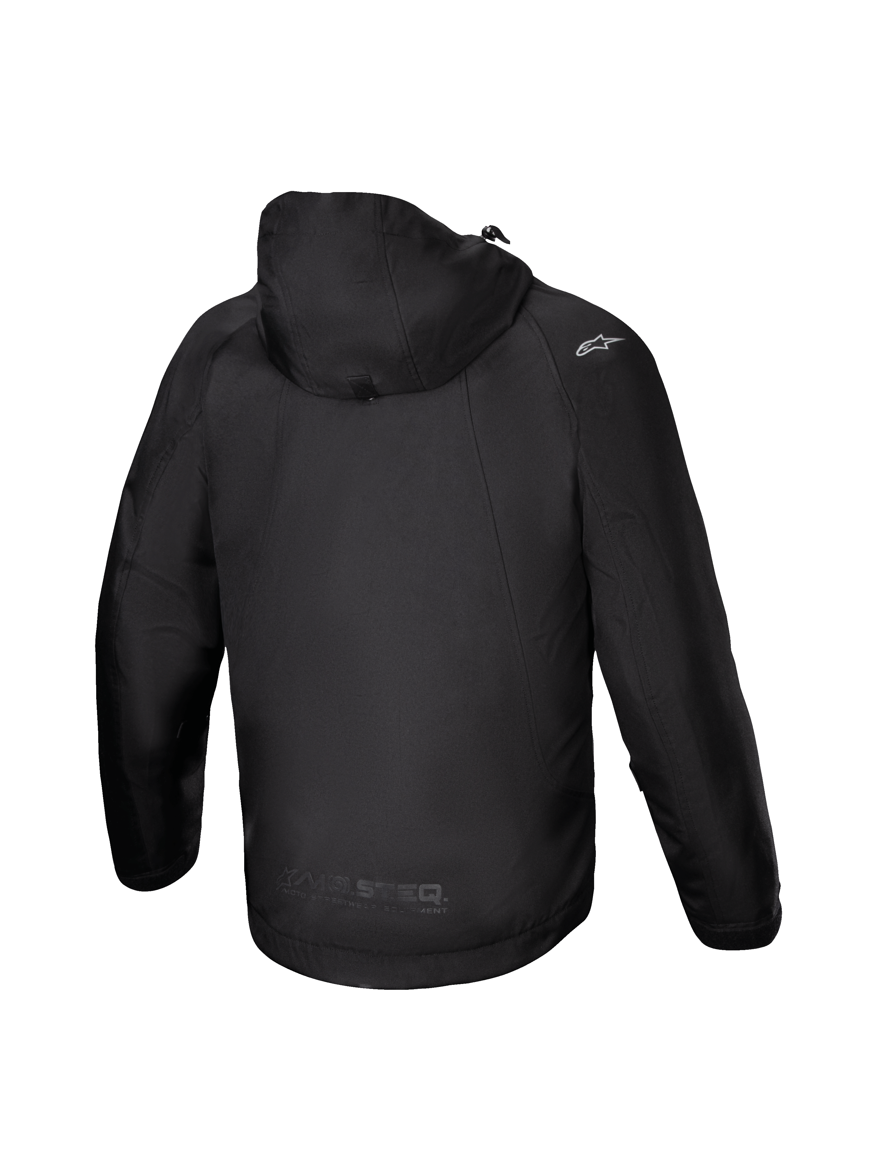 Alpinestars Parka Impermeable Morush, chaqueta de moto urbana para hombre, negra, textil, con capucha y logos MO.ST.EQ.
