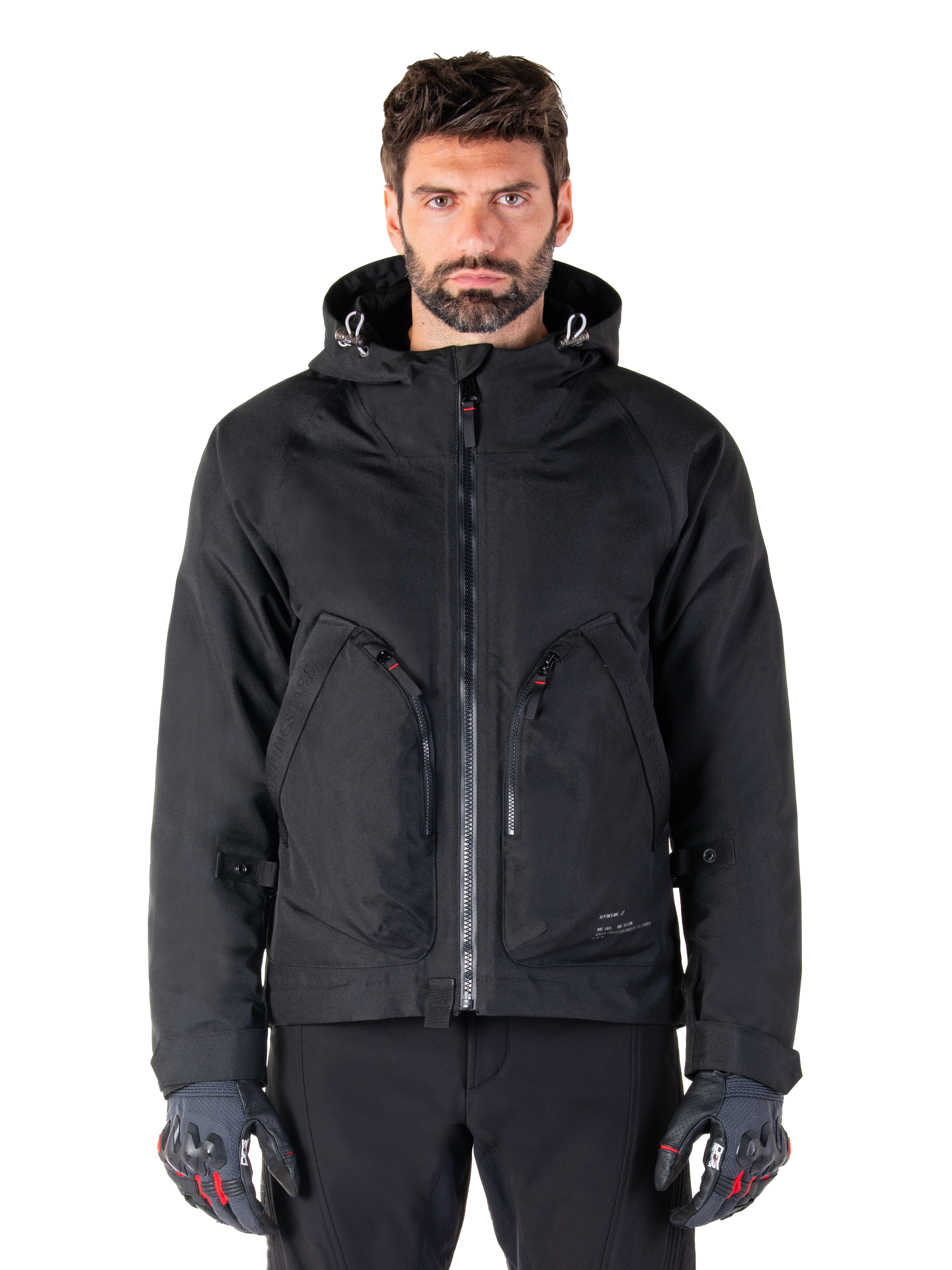Alpinestars Morush, parka de moto impermeable para hombre, negra, con capucha y bolsillos grandes con cremallera