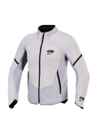 Chaqueta Alpinestars Aeroshell Airflow, chaqueta de moto, gris medio antracita, cuenta con softshell elástico ligero con amplios paneles de malla perforados con láser, cremallera frontal negra con tirador rojo, logotipo ASTARS en el pecho y la manga, diseño de ajuste deportivo para una máxima transpirabilidad
