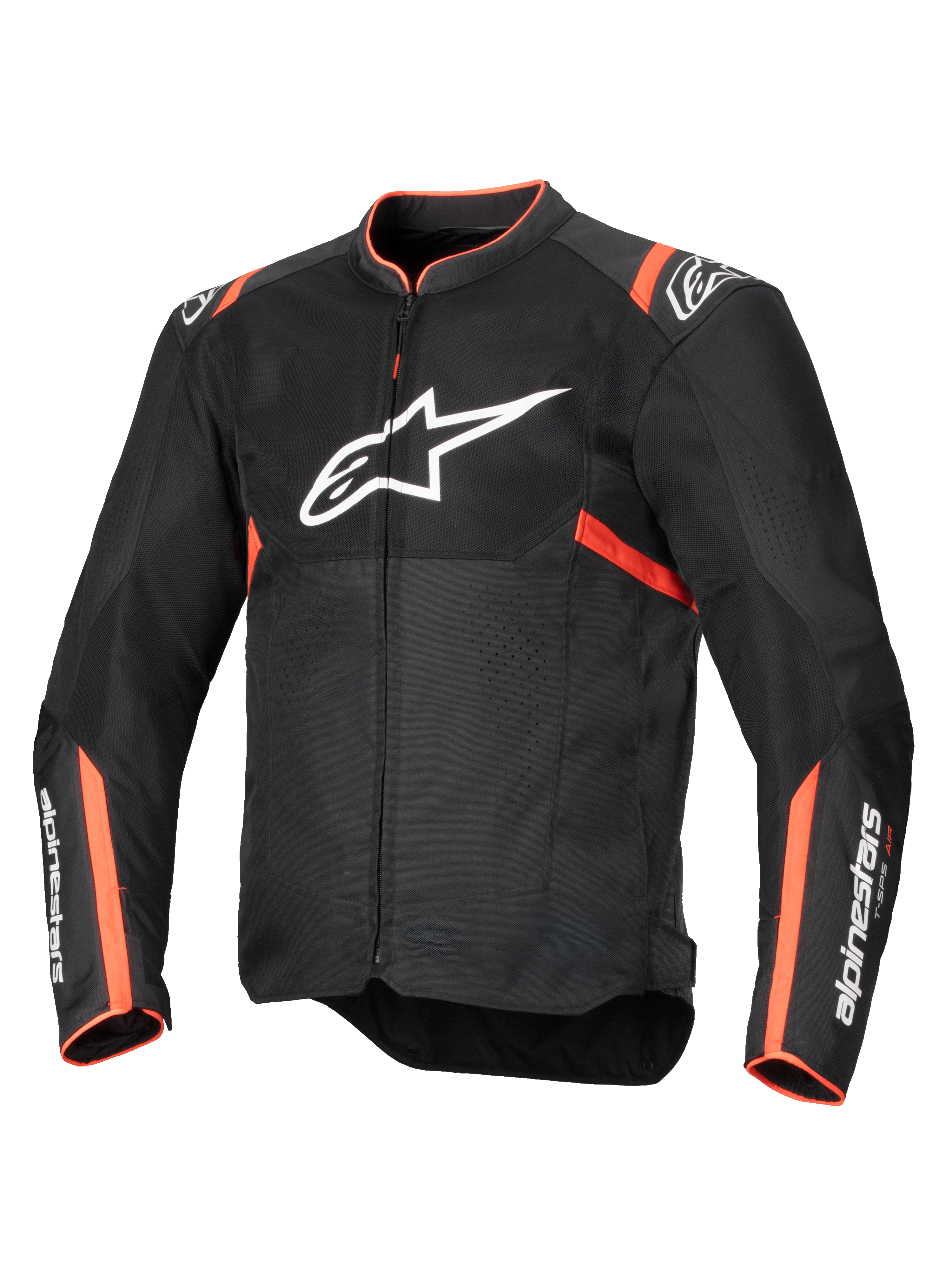 Alpinestars Chaqueta T-SPS Air V2, chaqueta de moto para hombre, negra y rojo fluo, paneles de malla transpirable, compatible con Tech-Air y protecciones Nucleon Flex Plus