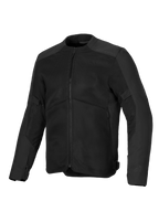 Chaqueta Alpinestars C-1 Air, chaqueta de moto negra con amplios paneles de ventilación de malla, chasis de polifabric 450D, marca sutil grabada en los hombros y diseño urbano contemporáneo para climas cálidos.