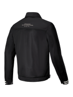 Alpinestars Chaqueta Ignite Air, chaqueta de moto urbana para hombre, negra, vista trasera que muestra la construcción del cuerpo de malla transpirable y los gráficos inspirados en clubes