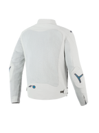 Alpinestars Circal-1 Air Jacket, men's urban motorcycle jacket, back view showing recycled mesh airflow panels, CE certified, Metal Gray with methyl blue accents