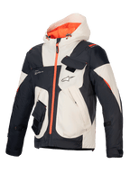 Chaqueta Mogress Air de Alpinestars, chaqueta de moto urbana para hombre, colores almendra, negro y naranja, tejido ripstop ventilado, protectores Nucleon Flex Plus y certificación CE clase A.