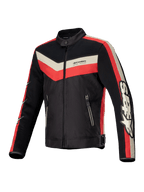 Alpinestars Chaqueta T-Dyno Air, chaqueta textil de moto para hombre en negro, rojo brillante y crudo, con paneles de malla y estilo vintage