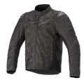 Alpinestars T SP-5 Rideknit® Textile Jacket, chaqueta de moto, camuflaje negro, con un patrón de camuflaje oscuro, paneles de punto acanalado para mayor elasticidad, deslizadores externos en los hombros, cuello alto y un ajuste deportivo estilizado