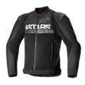 Alpinestars SMX Air Jacket, Black Textile Motorcycle Jacket, featuring mesh ventilation panels, prominent white ASTARS branding on the chest, DFS Lite external shoulder sliders, and a front zipper closure in a fitted racing design.