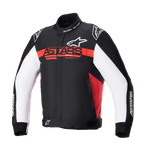 Alpinestars Monza Sport Jacket, men's textile motorcycle racing and sport jacket in Black, Bright Red, and White, featuring CE certified protection and a tech twill chassis