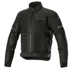 Alpinestars Crosshill Air Waterproof Jacket, chaqueta de moto touring, negra, con grandes paneles de ventilación de malla, correas ajustables en brazos y cintura, detalles reflectantes, cuello alto y construcción textil resistente con detalles de inspiración militar
