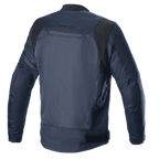 Alpinestars Luc V2 Air Jacket, Navy Black, Rear View, featuring mesh panels for airflow, reflective detail, and Alpinestars branding on the upper back, bomber-style textile motorcycle jacket