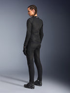 Alpinestars Chaqueta Stella Troop-Air para mujer, negra, vista posterior, usada con pantalones de moto negros a juego, guantes y botas, construcción de malla técnica de corte ajustado para conducción urbana