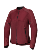 Chaqueta Alpinestars Stella C-1 Air para mujer, chaqueta de moto color burdeos con grandes paneles de malla técnica para el flujo de aire, cremallera central negra, bolsillos para las manos con cremallera y lengüetas ajustables en cintura y mangas, diseñada para la conducción urbana