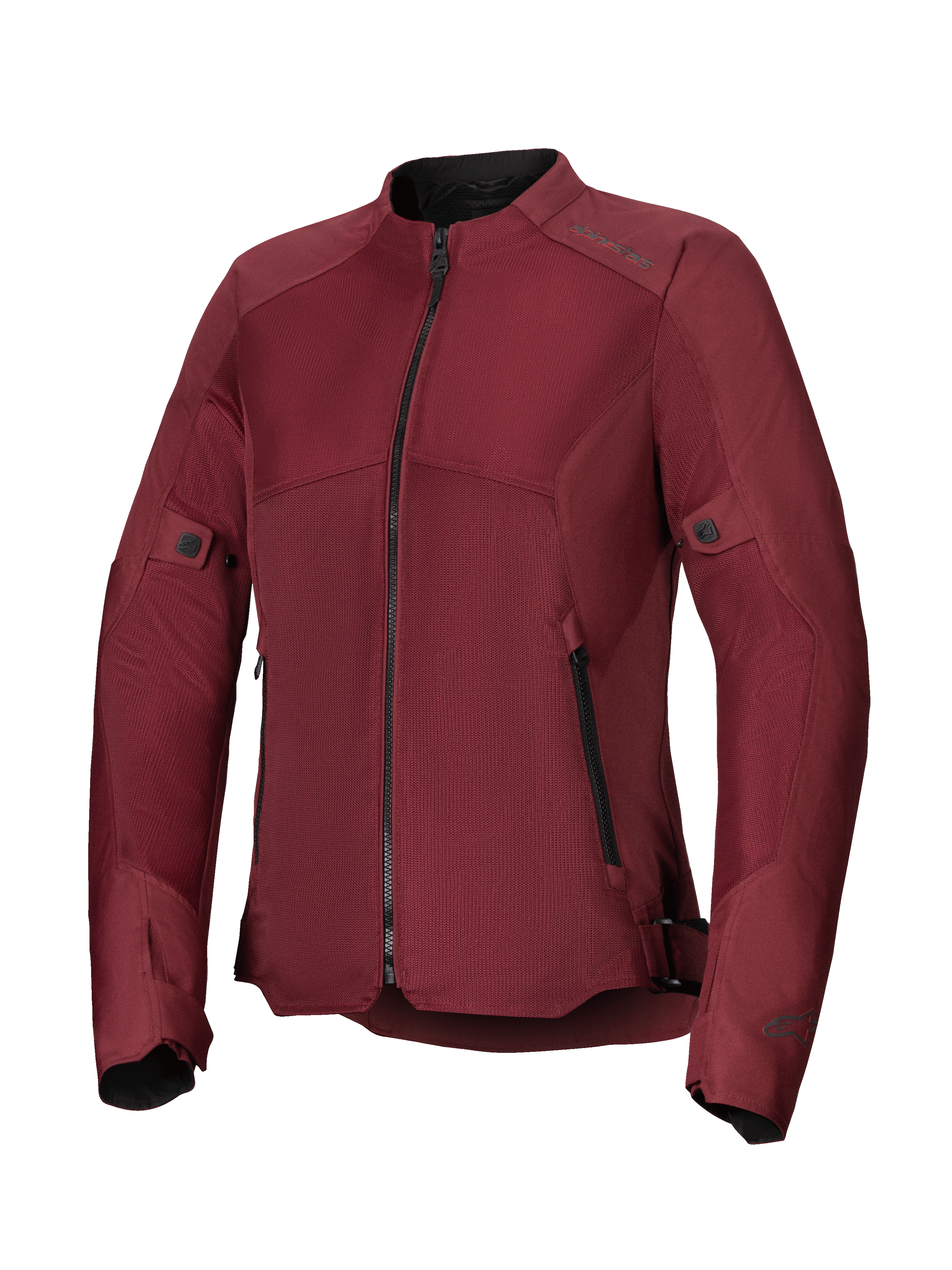 Chaqueta Alpinestars Stella C-1 Air para mujer, chaqueta de moto color burdeos con grandes paneles de malla técnica para el flujo de aire, cremallera central negra, bolsillos para las manos con cremallera y lengüetas ajustables en cintura y mangas, diseñada para la conducción urbana