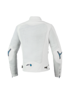 Alpinestars Chaqueta Stella Circal-1 Air, chaqueta de moto urbana para mujer, gris y azul metilo, certificada CE con paneles de malla reciclados, vista trasera que muestra la ventilación de malla en la espalda y el cuello acolchado