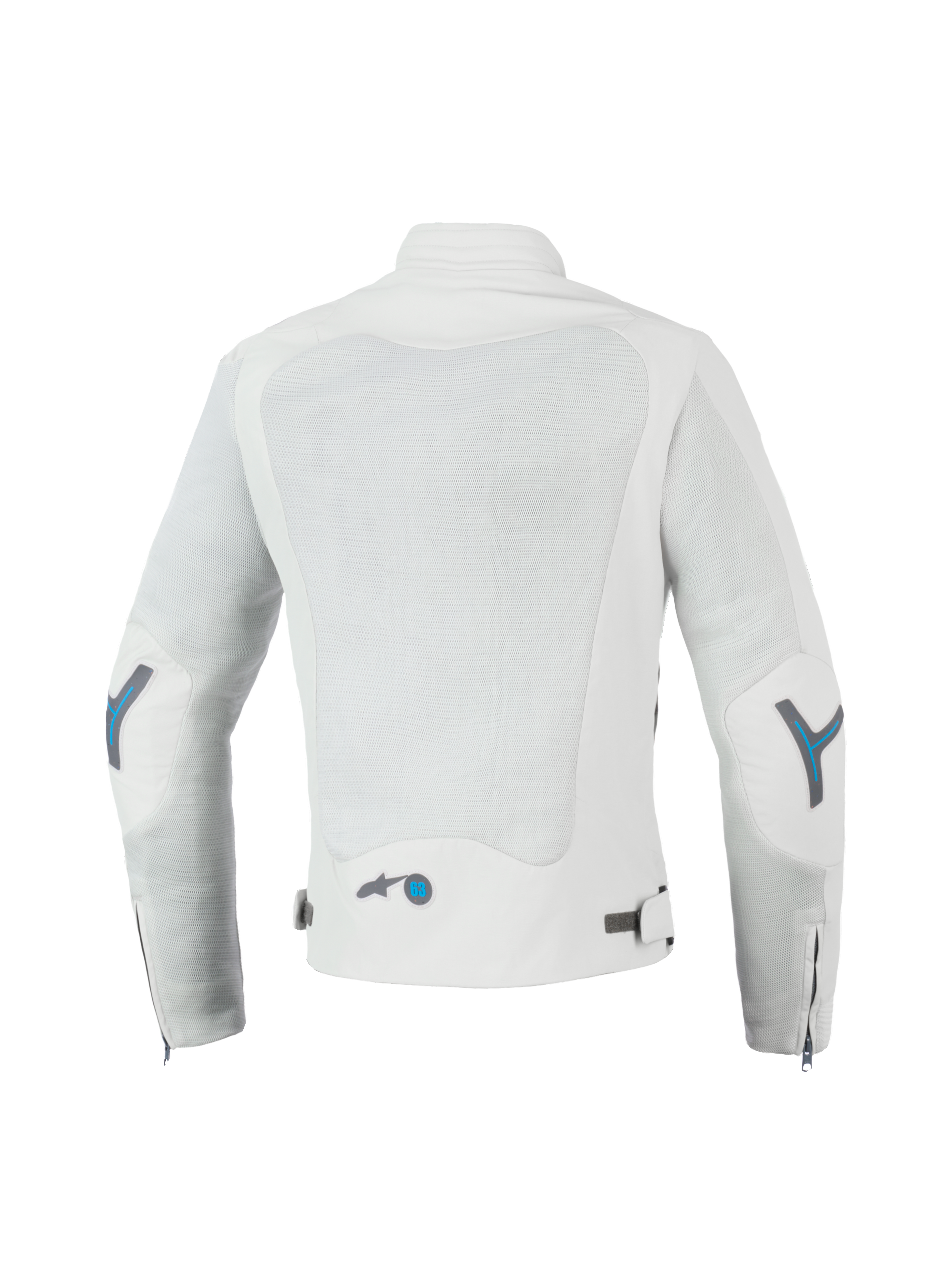 Alpinestars Chaqueta Stella Circal-1 Air, chaqueta de moto urbana para mujer, gris y azul metilo, certificada CE con paneles de malla reciclados, vista trasera que muestra la ventilación de malla en la espalda y el cuello acolchado