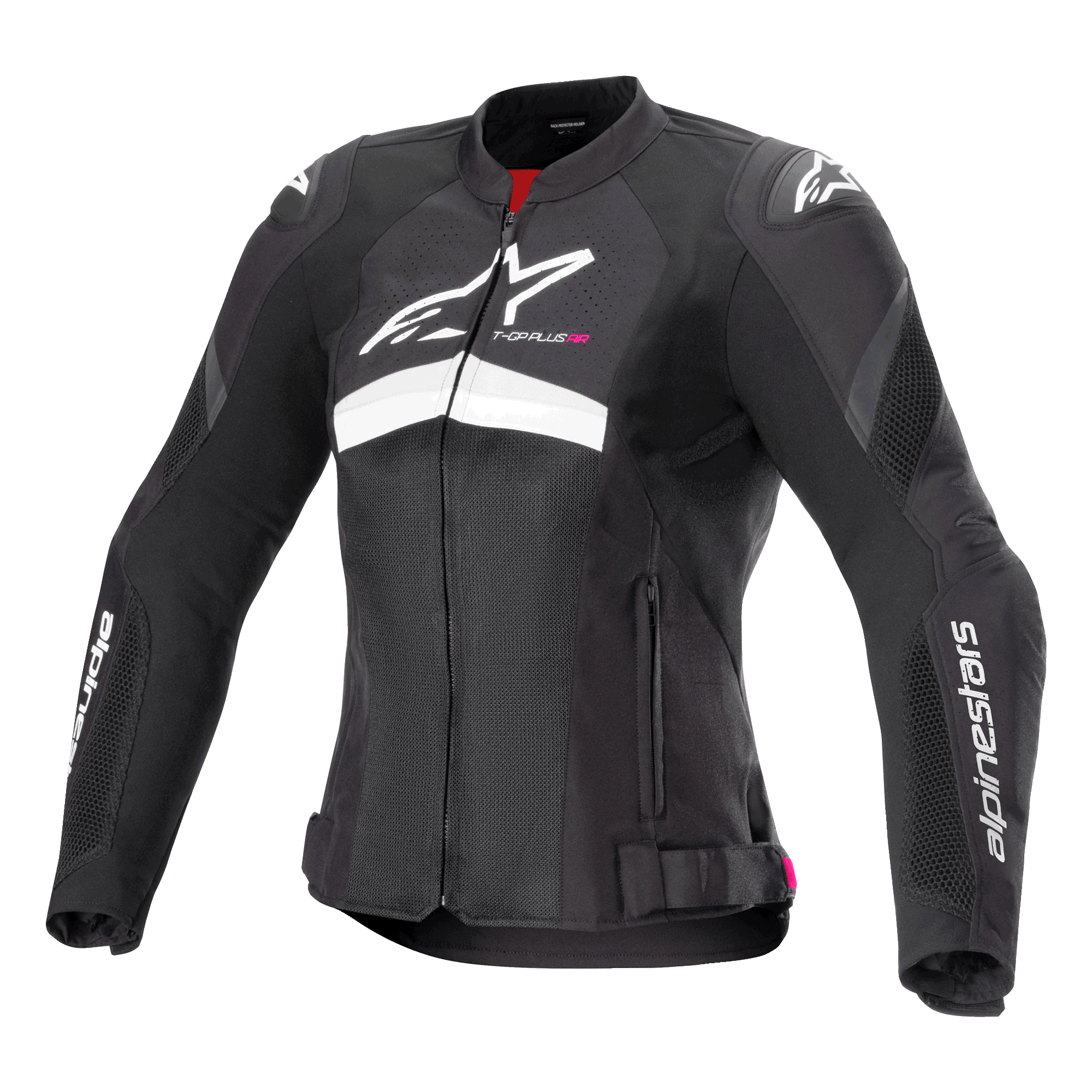 Alpinestars Chaqueta Stella T-GP Plus R V4 Airflow, chaqueta de moto deportiva para mujer, negra y blanca, ventilada con paneles de malla