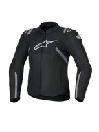 Honda Woman Stella T-SPS Air V2 Jacket, chaqueta de moto textil para mujer, negra con logotipos blancos de Alpinestars y Honda, detalles de franjas grises, paneles de malla perforada para el flujo de aire, ajuste de conducción deportiva