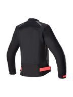 Chaqueta Alpinestars Eloise V2 Air, chaqueta de moto para mujer, negra y rosa, vista trasera de textil ventilado