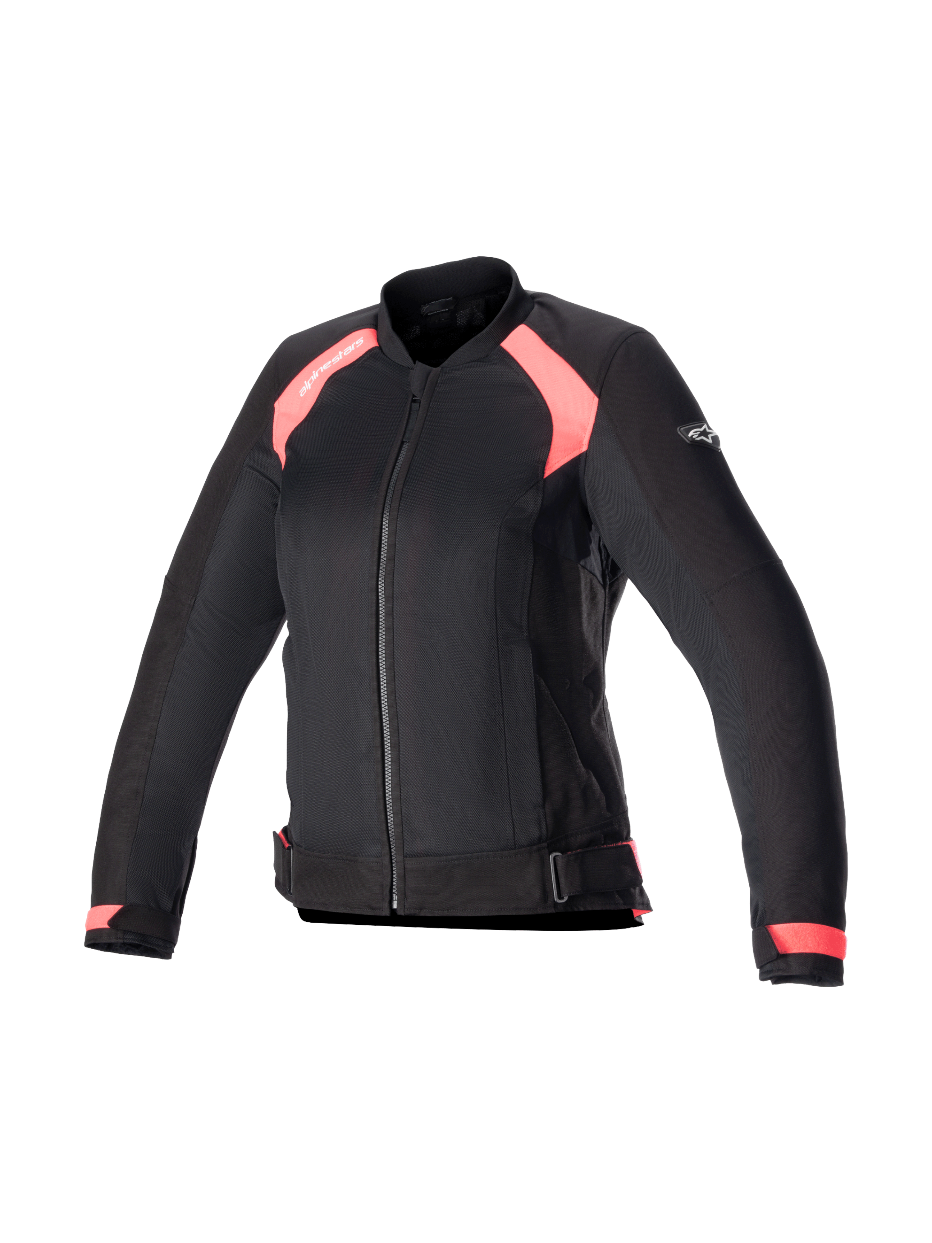 Alpinestars Eloise V2 Air, chaqueta de moto para mujer, negra y rosa diva, paneles de malla transpirable, preparada para Tech-Air, construcción textil con certificación CE