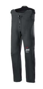 Alpinestars AMT Storm Gear Drystar XF Pant, pantalones de moto touring negros, impermeables y transpirables, cremallera frontal, cintura ajustable con corte más alto en la parte trasera, construcción duradera con logo AMT en rojo y blanco