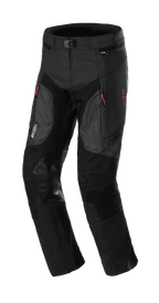 Alpinestars AMT 7 Air Pants, pantalones protectores para moto, Black Dark Shadow, con paneles de ventilación MATRYX en los muslos, parches de cuero reforzados en las rodillas, tiradores de cremallera rojos y cintura ajustable, construcción textil duradera para conducción de aventura