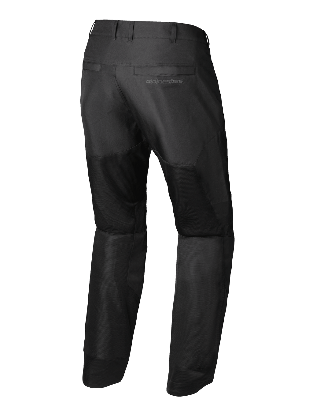 Alpinestars Pantalones C-1 Air, pantalones de moto urbanos para hombre en negro, vista trasera que muestra paneles de ventilación de malla técnica y certificación CE Clase A