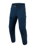 Alpinestars Juggernaut V2 Riding Pants, pantalones de moto urbanos, Night Navy, pantalones técnicos de montar en azul oscuro con múltiples bolsillos con cremallera, cinturón ajustable negro, áreas de rodilla reforzadas con correas de ajuste, diseño de corte entallado con puños con cremallera, tejido softshell ripstop para desplazamientos urbanos