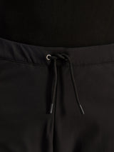 Alpinestars Aeroshell Airflow Pants, Black, close-up of waistband featuring adjustable internal elastic drawstring cord and silver eyelet detail, sport-touring motorcycle gear