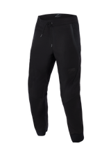 Alpinestars Aeroshell Airflow Pants, Black, lightweight sport and touring motorcycle pants, featuring extensive mesh panels for ventilation, elastic drawstring waistband, pre-curved legs, and subtle tonal logo on the thigh.