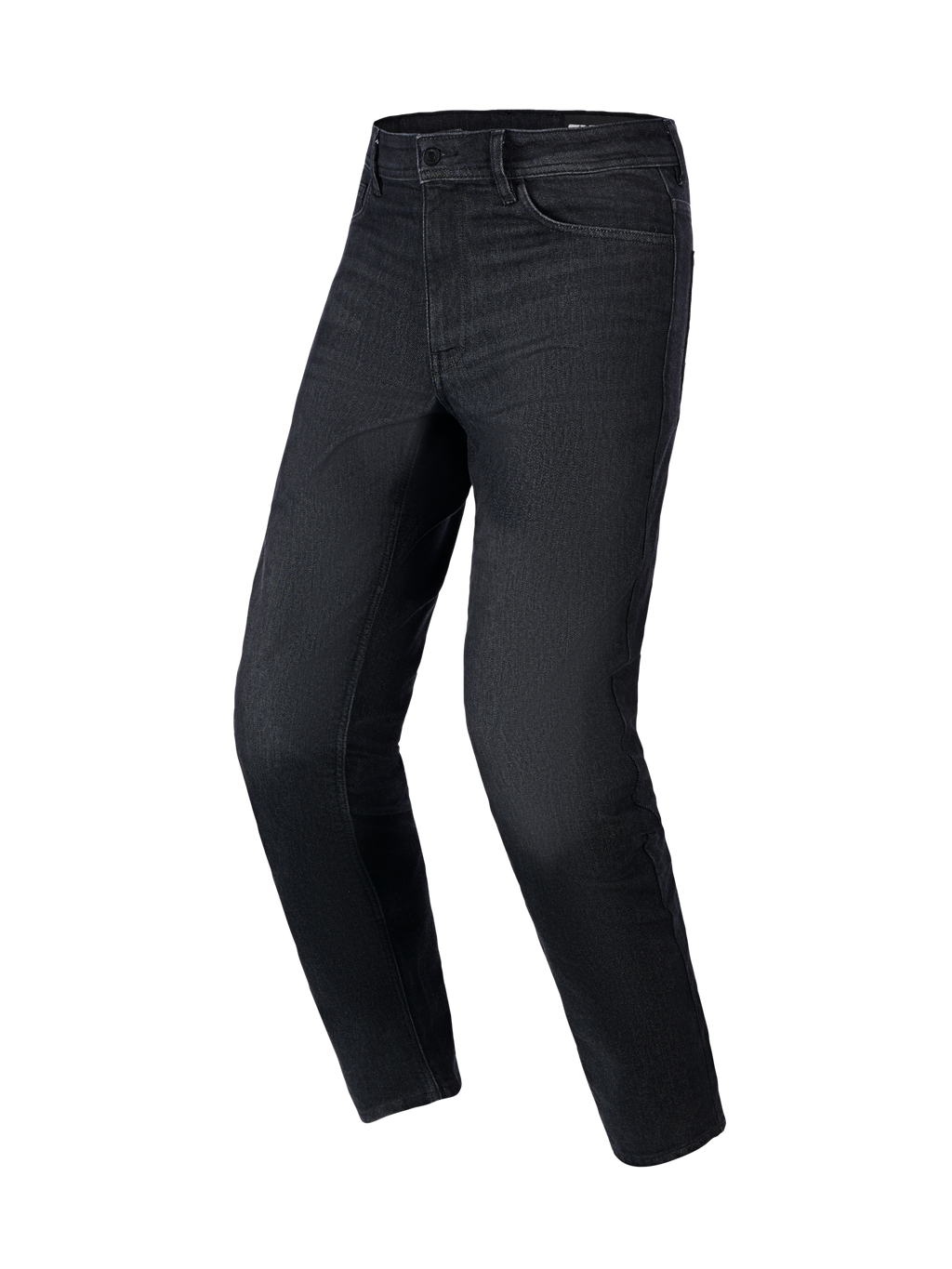 Alpinestars Flex-AST 5 Denim Pants, pantalones vaqueros de moto, negro lavado, corte cónico regular, diseño de cinco bolsillos con trabillas para cinturón, tejido denim elástico, equipamiento protector urbano para moto